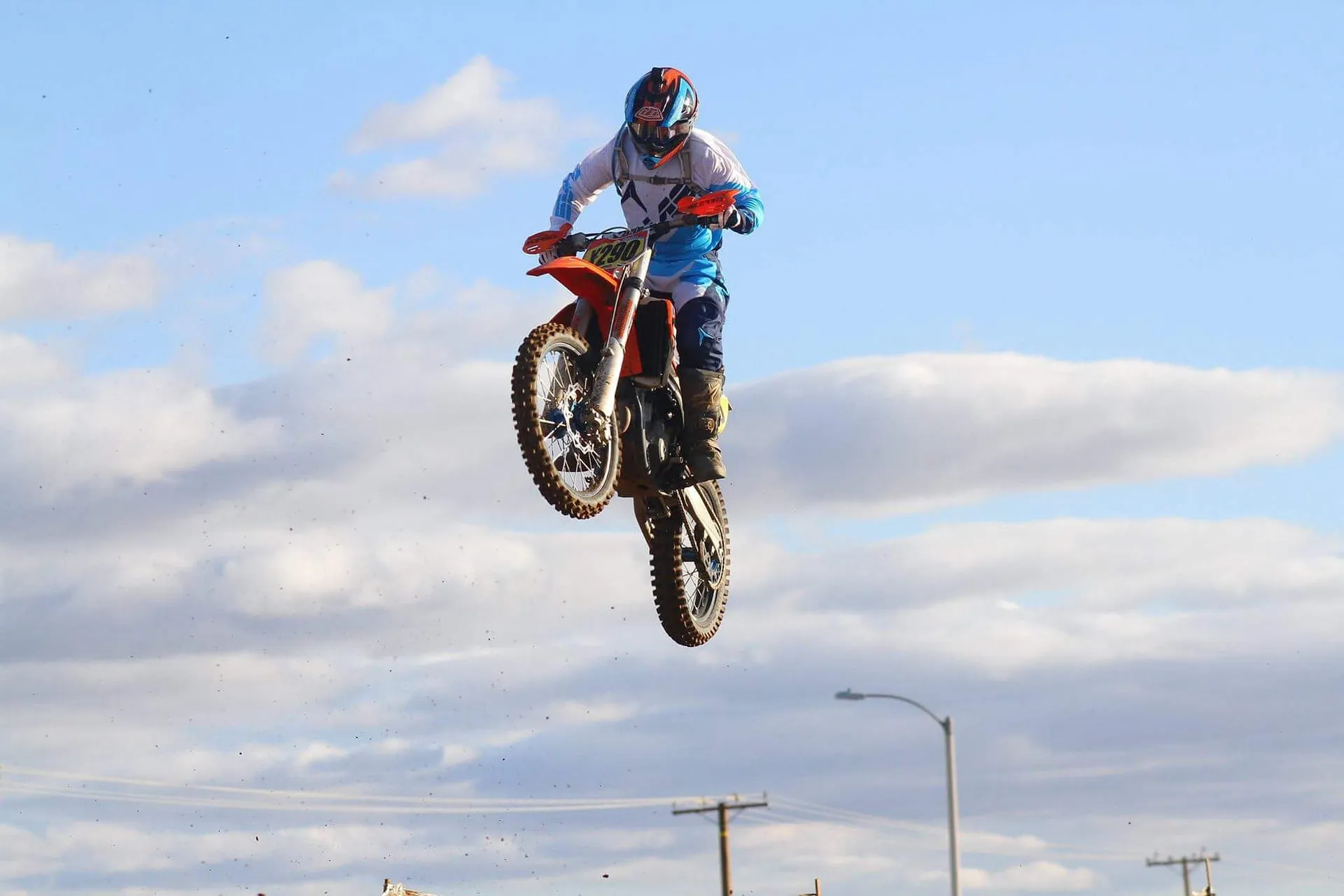 Motocross rider high in the air over a jump at McLarty MX Park